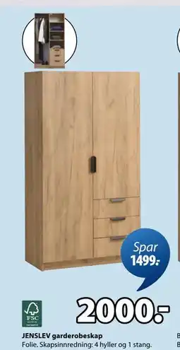 JYSK JENSLEV garderobeskap tilbud