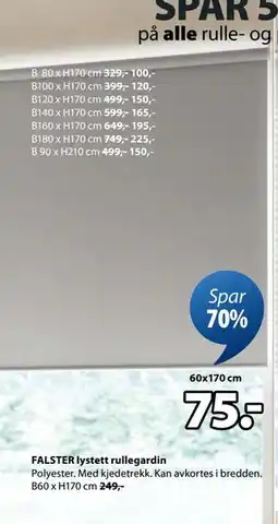 JYSK FALSTER lystett rullegardin tilbud