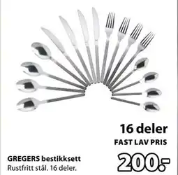 JYSK GREGERS bestikksett tilbud