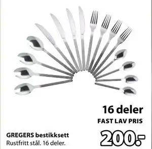 JYSK GREGERS bestikksett tilbud
