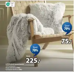 JYSK LOTUS pledd og pyntepute tilbud