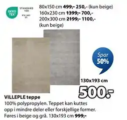 JYSK VILLEPLE teppe tilbud