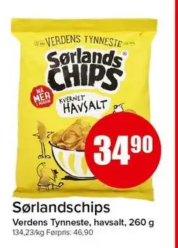 Spar Sørlandschips tilbud