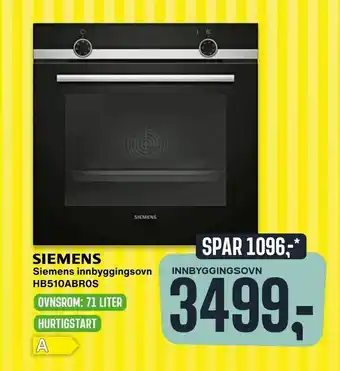 Skousen Siemens innbyggingsovn HB510ABR0S tilbud