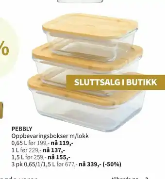 Tilbords Pebbly Oppbevaringsbokser m/lokk tilbud