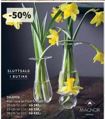 Tilbords Dråpen Klar vase av Finn Schjøll tilbud