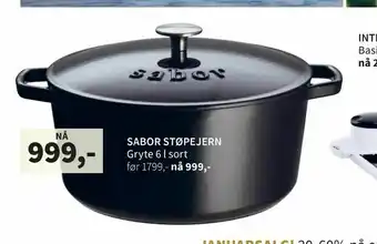 Tilbords Sabor støpejern Gryte 6 l sort tilbud