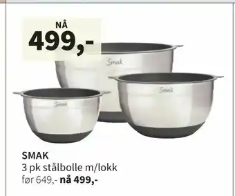 Tilbords Smak 3 pk stålbolle m/lokk tilbud