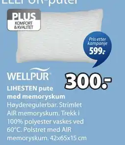 JYSK LIHESTEN pute med memoryskum tilbud