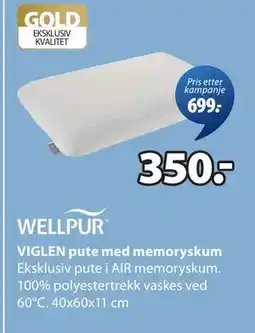 JYSK VIGLEN pute med memoryskum tilbud