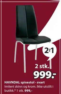 JYSK HAVNDAL spisestol - svart tilbud