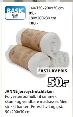 JYSK JANNE jerseystretchlaken tilbud