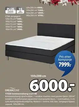 JYSK TYSSA kontinentalseng svart-08 tilbud