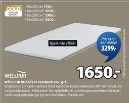 JYSK WELLPUR BOKSELVI overmadrass - grå tilbud