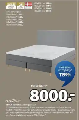 JYSK NEVLA kontinentalseng grå-23 tilbud