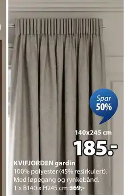 JYSK KVIFJORDEN gardin tilbud
