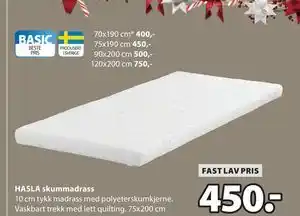 JYSK HASLA skummadrass tilbud