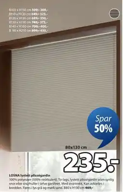 JYSK LOSNA lystett plisségardin tilbud
