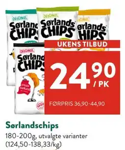 Jacobs Sørlandschips tilbud