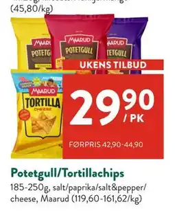 Jacobs Maarud Potetgull/Tortillachips tilbud