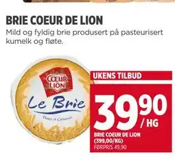 Meny BRIE COEUR DE LION (399,00/KG) tilbud