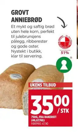 Meny GROVT ANNIEBRØD tilbud