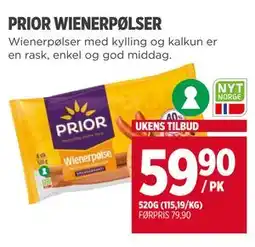 Meny PRIOR WIENERPØLSER tilbud