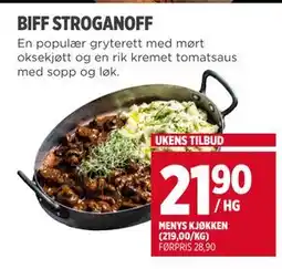 Meny BIFF STROGANOFF tilbud