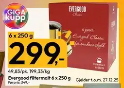 Gigaboks Evergood filtermalt 6 x 250 g tilbud