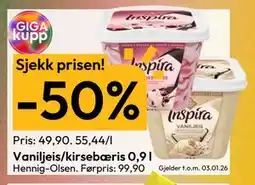 Gigaboks Vaniljeis/kirsebæris 0,9 l tilbud