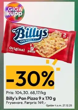 Gigaboks Billy's Pan Pizza 9 x 170 g tilbud