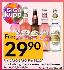 Gigaboks Stort utvalg Tonic-vann fra Fentimans tilbud