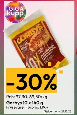 Gigaboks Gorbys 10 x 140 g tilbud