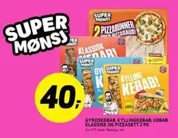 Bunnpris GYROSKEBAB, KYLLINGKEBAB, KEBAB KLASSISK OG PIZZASETT 2 PK tilbud