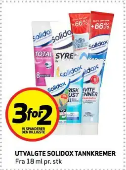 Bunnpris UTVALGTE SOLIDOX TANNKREMER tilbud