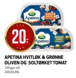 Bunnpris APETINA HVITLØK & GRØNNE OLIVEN OG SOLTØRKET TOMAT tilbud