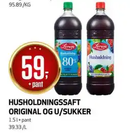 Bunnpris HUSHOLDNINGSSAFT ORIGINAL OG U/SUKKER tilbud
