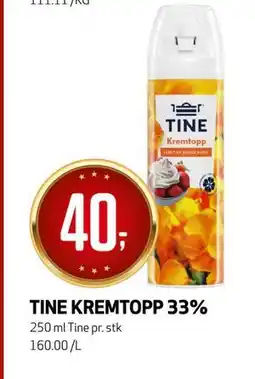 Bunnpris TINE KREMTOPP 33% tilbud