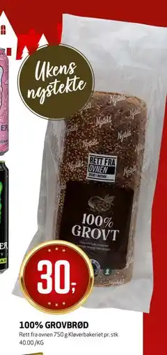 Bunnpris 100% GROVBRØD tilbud