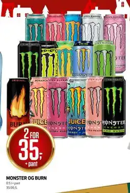 Bunnpris Monster og Burn tilbud