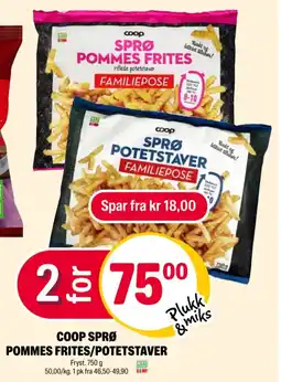 Coop Extra Coop sprø pommes frites/potetstaver tilbud