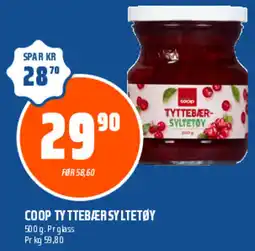 Coop Obs Coop tyttebær syltetøy tilbud