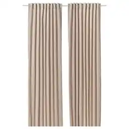 IKEA Sanela Gardiner, 1 par, lys beige/med multibånd, 140x300 cm tilbud