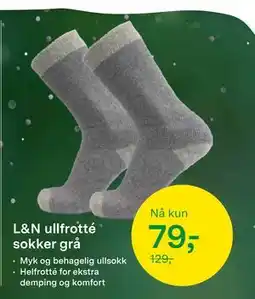 Felleskjøpet L&N ullfrotté sokker grå tilbud