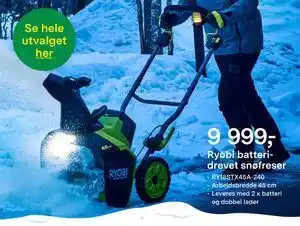 Felleskjøpet Ryobi batteridrevet snøfreser tilbud