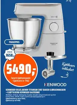 Coop Obs KENWOOD KVL65.001WH TITANIUM CHEF BAKER KJØKKENMASKIN + KJØTTKVERN KENWOOD KAX950ME tilbud