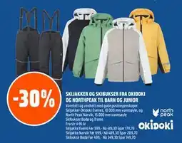 Coop Obs SKIJAKKER OG SKIBUKSER FRA OKIDOKI OG NORTHPEAK TIL BARN OG JUNIOR tilbud