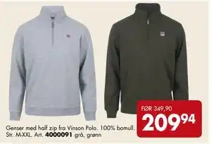 Genser med half zip fra Vinson Polo