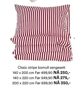 Kid Interiør Clssic stripe bomull sengesett tilbud