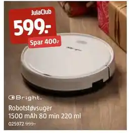 Jula Robotstøvsuger 1500 mAh 80 min 220 ml, Medlemspris tilbud